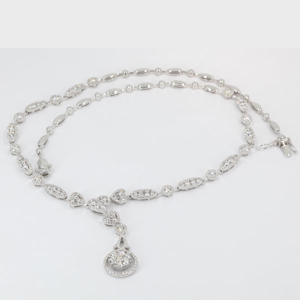 18K Solid White Gold Diamond Necklace 5.68 CT