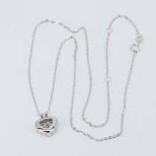 Load image into Gallery viewer, 18K Solid White Gold Round Link Chain Necklace with Diamond Heart Pendant 16&quot; D0.06 CT
