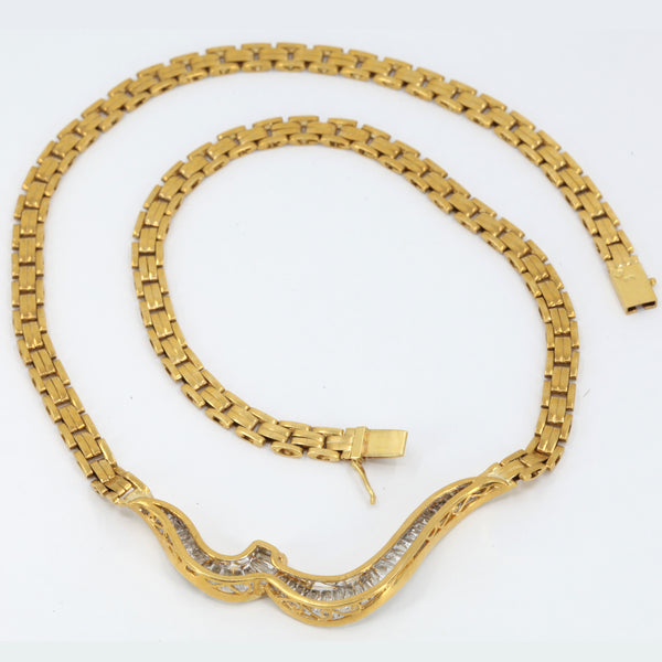 18K Yellow Gold Diamond Necklace D3.28CT