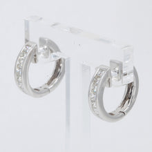 將圖片載入圖庫檢視器 18K Solid White Gold Diamond Hoop Earrings D0.90 CT
