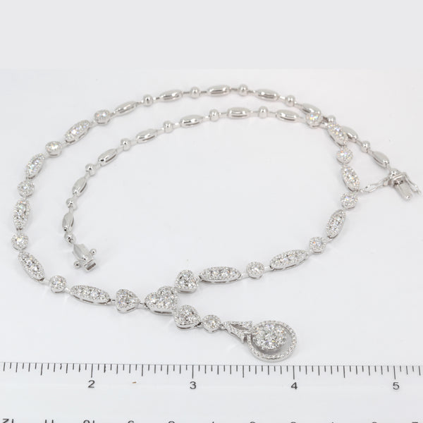 18K Solid White Gold Diamond Necklace 5.68 CT