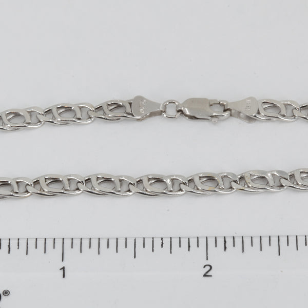 14K Solid White Gold Design Link Chain 18" 9 Grams