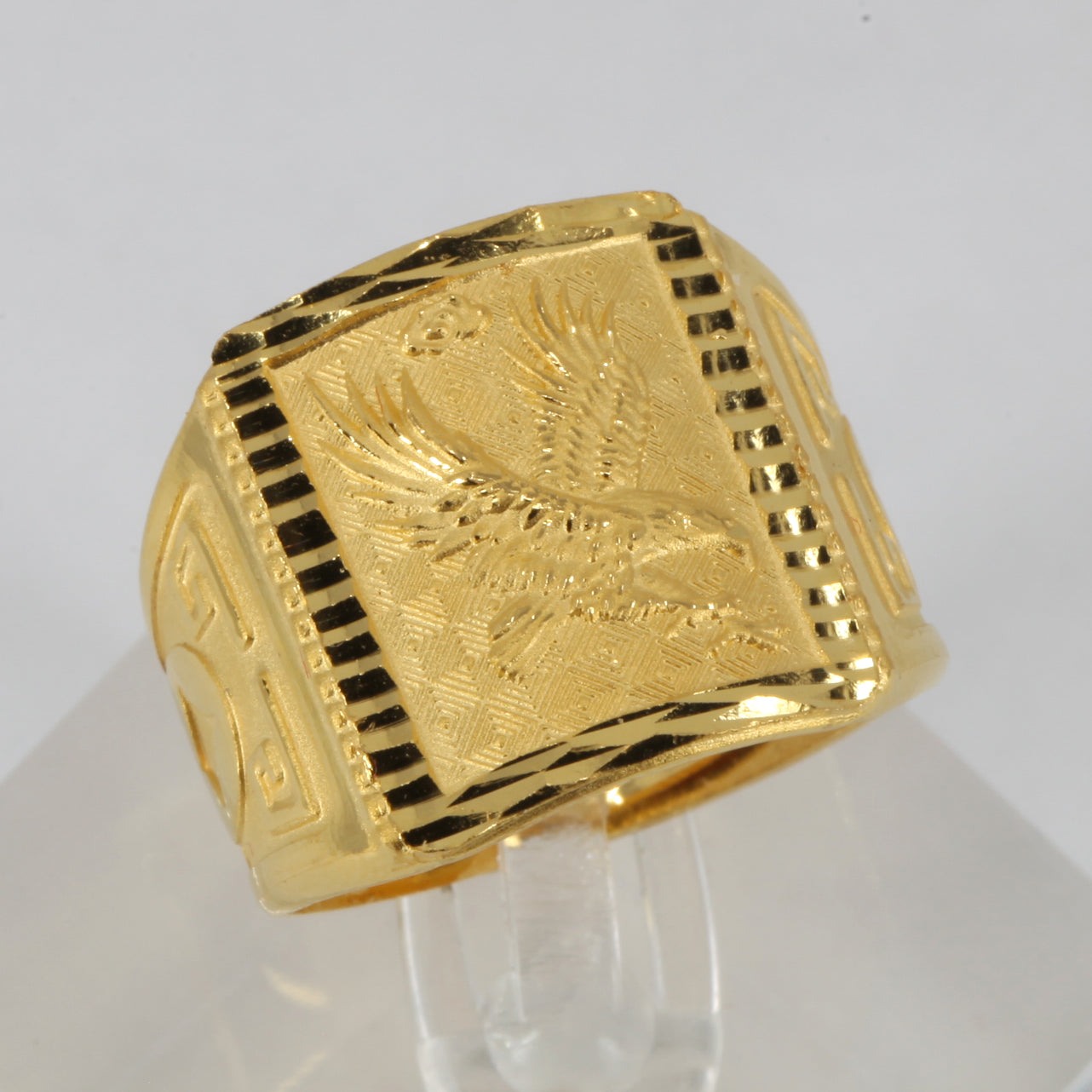 24K Solid Yellow Gold Men Eagle Adjustable Ring Band 10.8 Grams