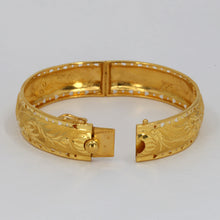 Load image into Gallery viewer, 24K Solid Yellow Gold Dragon Phoenix Double Happiness Bangle 22.77 Grams 9999
