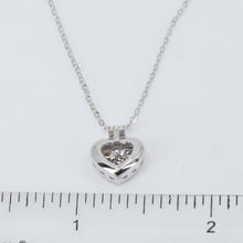 將圖片載入圖庫檢視器 18K Solid White Gold Round Link Chain Necklace with Diamond Heart Pendant 16&quot; D0.06 CT
