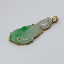 Load image into Gallery viewer, 18K Solid Yellow Gold Buddha Guan Yin Jade Pendant 7.6 Grams

