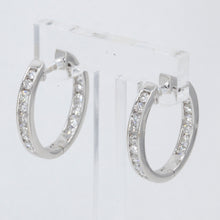 Load image into Gallery viewer, 18K Solid White Gold Diamond Hoop Earrings D1.68 CT
