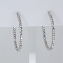 Load image into Gallery viewer, 18K Solid White Gold Diamond Oval Hoop Earrings D1.33 CT
