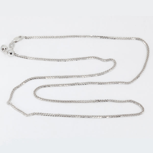 18K Solid White Gold Adjustable Wheat Link Chain Maximum 22" 6.0 Grams