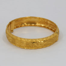 Load image into Gallery viewer, 24K Solid Yellow Gold Dragon Phoenix Double Happiness Bangle 12.3 Grams 9999
