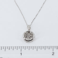 將圖片載入圖庫檢視器 18K Solid White Gold Round Link Chain Necklace with Diamond Pendant 16&quot; or 18&quot; D0.05 CT
