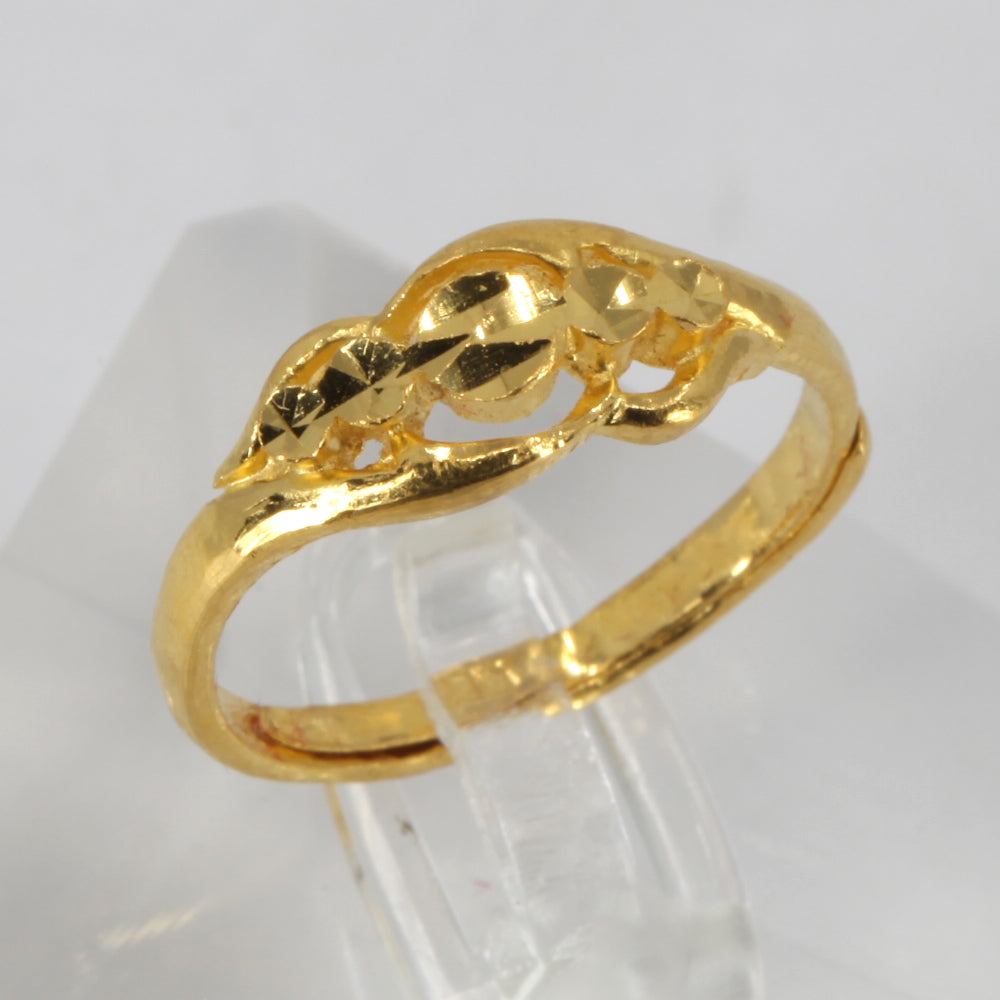 24K Solid Yellow Gold Women Design Adjustable Ring Band 3.7 Grams