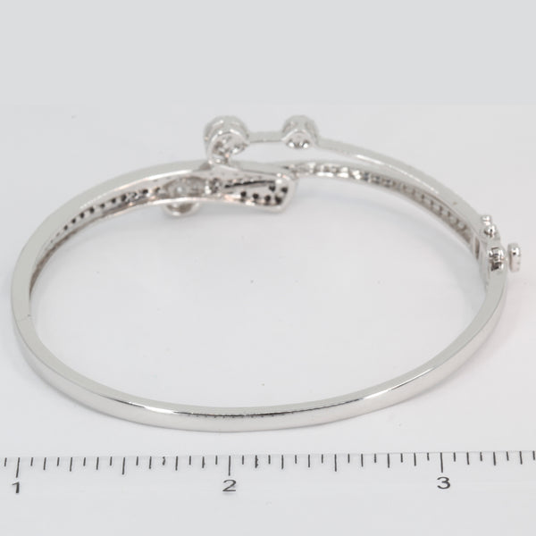 18K Solid White Gold Diamond Bangle 1.92 CT