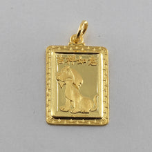 Load image into Gallery viewer, 24K Solid Yellow Gold Rectangular Zodiac Dog Pendant 4.1 Grams
