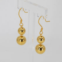 將圖片載入圖庫檢視器 24K Solid Yellow Gold Double Sphere Hanging Earrings 7.1 Grams
