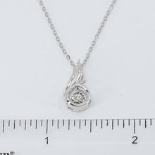 Load image into Gallery viewer, 18K Solid White Gold Round Link Chain Necklace with Diamond Pendant 17&quot; D0.047 CT
