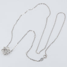 將圖片載入圖庫檢視器 18K Solid White Gold Round Link Chain Necklace with Diamond Star Pendant 18&quot; D0.12 CT
