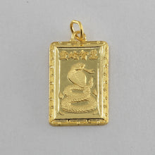 Load image into Gallery viewer, 24K Solid Yellow Gold Rectangular Zodiac Snake Pendant 2.4 Grams
