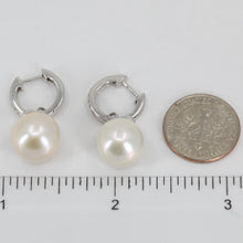 將圖片載入圖庫檢視器 18K White Gold Diamond White Pearl Hanging Earrings D0.40 CT
