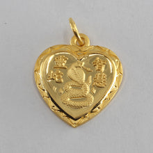 Load image into Gallery viewer, 24K Solid Yellow Gold Heart Zodiac Snake Pendant 3.7 Grams
