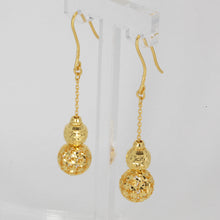 Load image into Gallery viewer, 24K Solid Yellow Gold Triple Sphere Hanging Earrings 7.4 Grams
