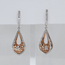 將圖片載入圖庫檢視器 14K Solid White Rose Gold Diamond Hanging Hoop Earrings D0.65 CT
