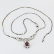 Load image into Gallery viewer, 14K Solid White Gold Diamond Ruby Necklace R1.20 CT
