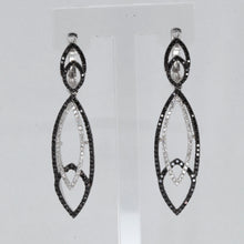 Load image into Gallery viewer, 18K Solid White Gold Fancy Color Black Diamond Hanging Hoop Earrings D1.17 CT
