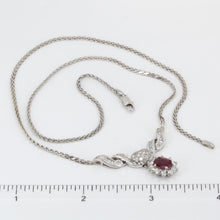 將圖片載入圖庫檢視器 14K Solid White Gold Diamond Ruby Necklace R1.20 CT
