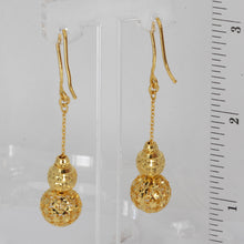 將圖片載入圖庫檢視器 24K Solid Yellow Gold Triple Sphere Hanging Earrings 7.4 Grams
