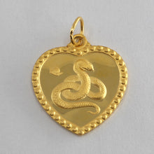 將圖片載入圖庫檢視器 24K Solid Yellow Gold Heart Zodiac Snake Hollow Pendant 2.0 Grams
