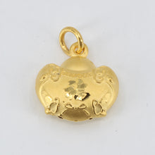 Load image into Gallery viewer, 24K Solid Yellow Gold Baby Puffy Blessed Longevity Lock Hollow Pendant 2.7 Grams
