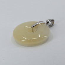 Load image into Gallery viewer, 18K Solid White Gold Yellow Jade Circle Life Saver Pendant 6.8 Grams
