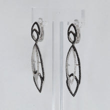 將圖片載入圖庫檢視器 18K Solid White Gold Fancy Color Black Diamond Hanging Hoop Earrings D1.17 CT
