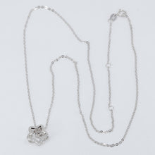 將圖片載入圖庫檢視器 18K Solid White Gold Round Link Chain Necklace with Diamond Star Pendant 18&quot; D0.02 CT
