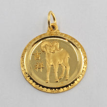Load image into Gallery viewer, 24K Solid Yellow Gold Round Zodiac Sheep Goat Pendant 6.0 Grams

