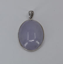 Load image into Gallery viewer, 14K Solid White Gold Purple Jade Oval Pendant 10.5 Grams
