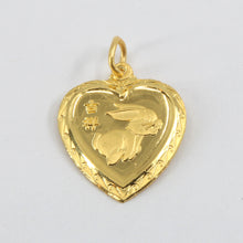 Load image into Gallery viewer, 24K Solid Yellow Gold Heart Zodiac Rabbit Pendant 2.2 Grams
