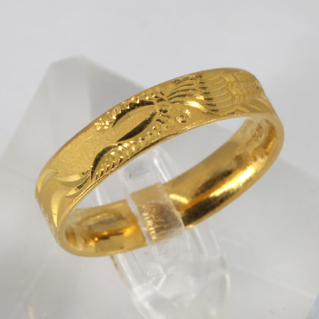 24K Solid Yellow Gold Men Women Dragon Ring Band 6.5 Grams
