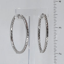 將圖片載入圖庫檢視器 14K Solid White Gold Diamond Round Hoop Earrings D1.90 CT
