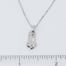 Load image into Gallery viewer, 18K Solid White Gold Round Link Chain Necklace with Key Heart Lock Pendant 16&quot; 2.7 Grams
