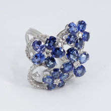 將圖片載入圖庫檢視器 18K White Gold Women Diamond Sapphire Ring S8.75CT
