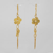 Load image into Gallery viewer, 24K Solid Yellow Gold Double Flower Hanging Earrings 5.0 Grams
