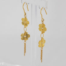 Load image into Gallery viewer, 24K Solid Yellow Gold Double Flower Hanging Earrings 5.0 Grams
