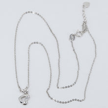Load image into Gallery viewer, 18K Solid White Gold Round Link Chain Necklace with Heart Pendant 16&quot; 2.1 Grams
