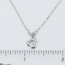 將圖片載入圖庫檢視器 18K Solid White Gold Round Link Chain Necklace with Heart Pendant 16&quot; 2.1 Grams
