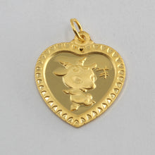 將圖片載入圖庫檢視器 24K Solid Yellow Gold Heart Zodiac Sheep Goat Hollow Pendant 1.7 Grams
