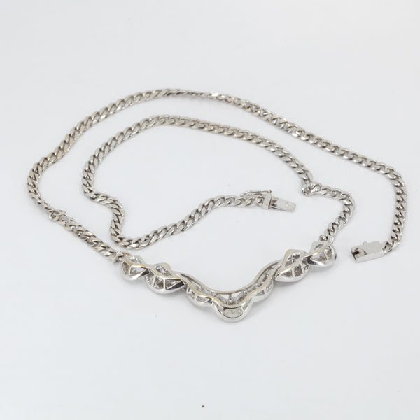 18K Solid White Gold Diamond Necklace 1.68 CT
