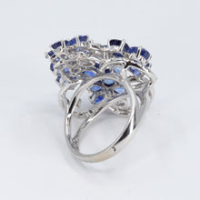 將圖片載入圖庫檢視器 18K White Gold Women Diamond Sapphire Ring S8.75CT
