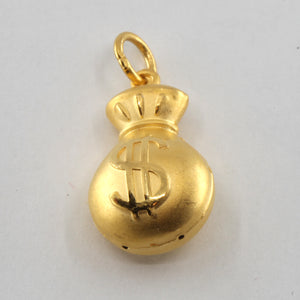 24K Solid Yellow Gold Baby Puffy Money Bag Hollow Pendant 4.7 Grams
